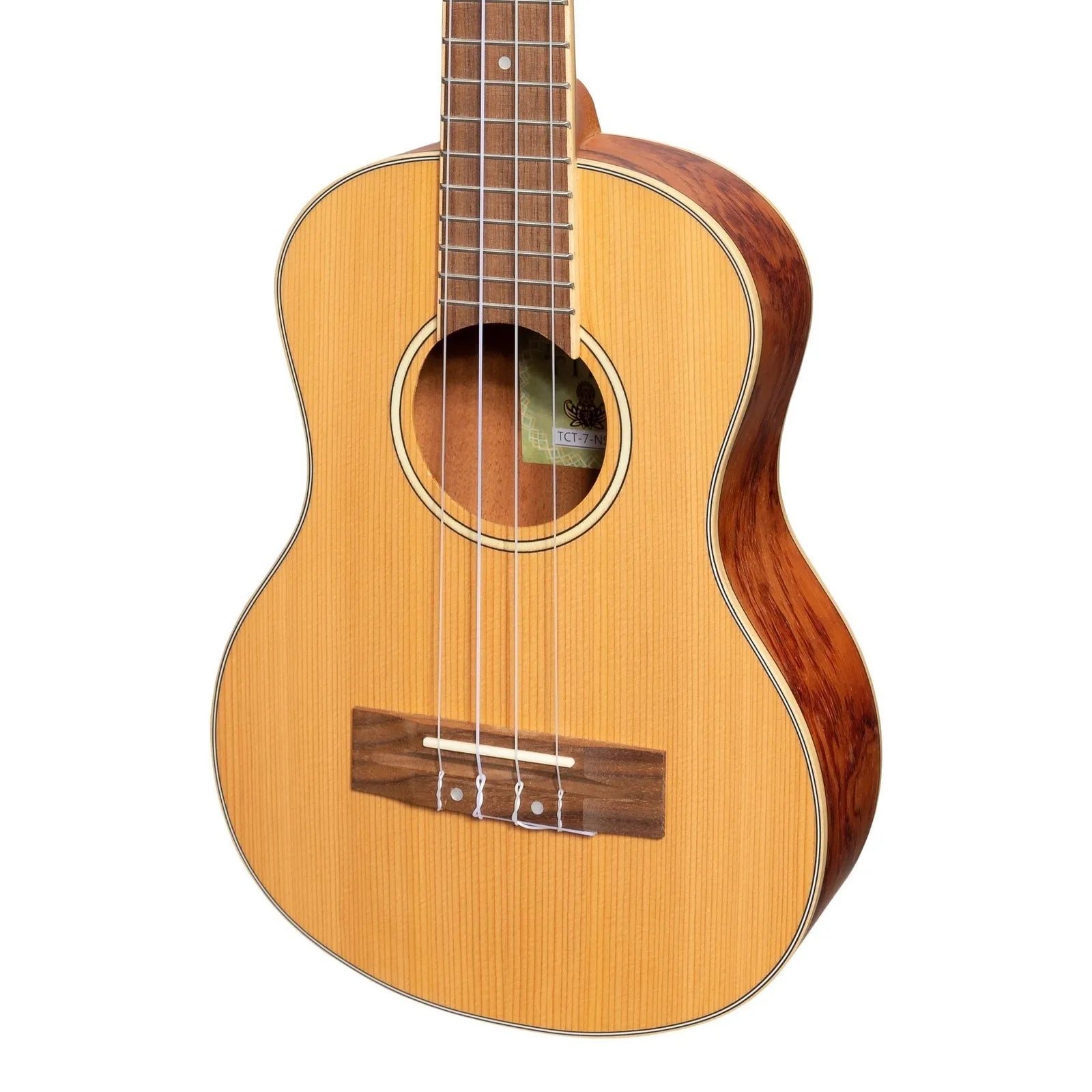 Tiki 7 Series Cedar Solid Top Tenor Ukulele with Hard Case Natural Satin TCT-7-NST — view 4