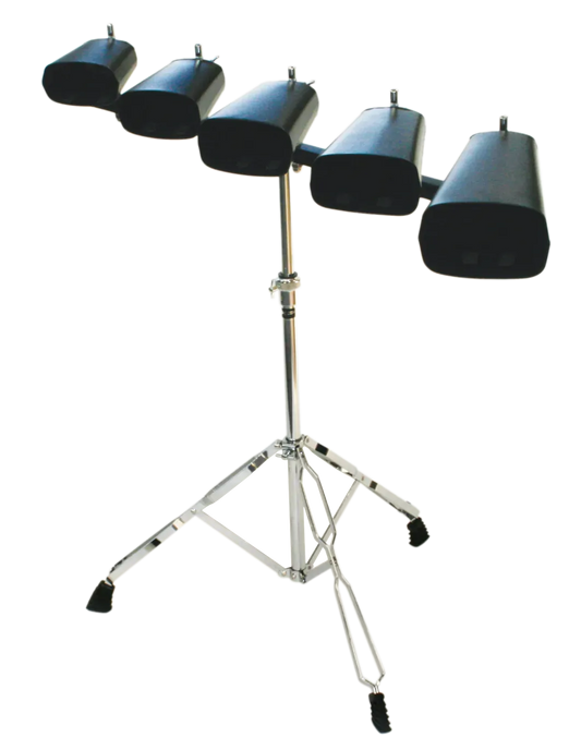 DXP TDK414 Heavy Duty Cowbell Set with Stand - 5 Bells (4", 5", 6", 7", 9")