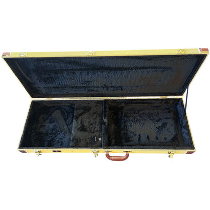 Torque Wooden Rectangular Electric Guitar Case with Tweed Finish and Plush Interior — view 2