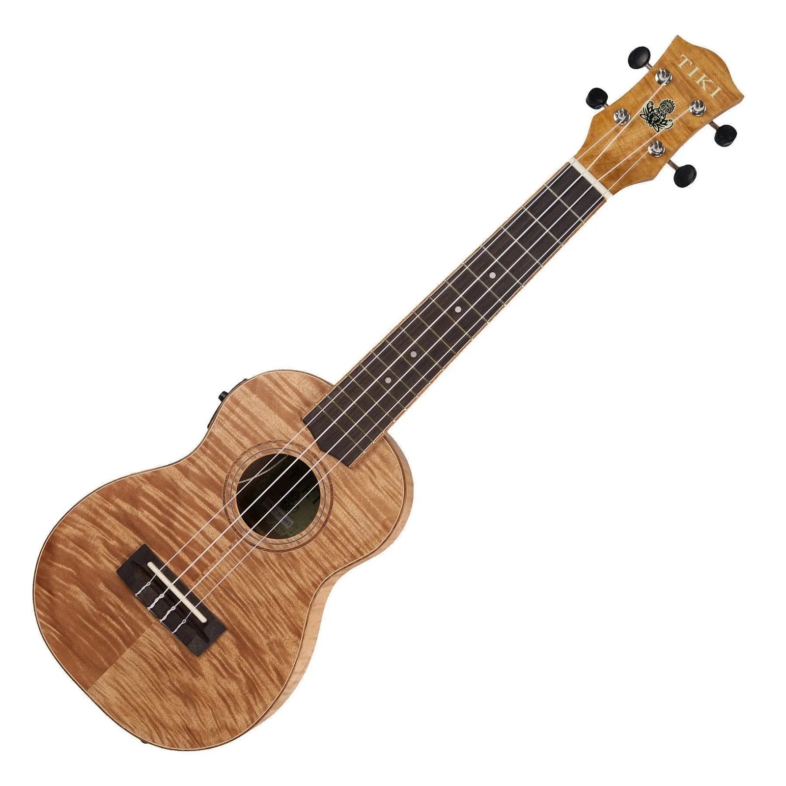 Tiki 2 Series Mahogany Flame Top Concert Electric Ukulele with Gig Bag Natural Satin TFMC-2P-NST — view 3