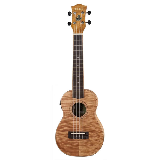 Tiki 2 Series Mahogany Flame Top Concert Electric Ukulele with Gig Bag Natural Satin TFMC-2P-NST