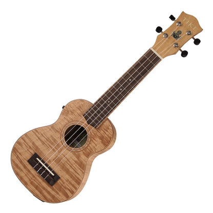 Tiki TFMS-2P-NST '2 Series' Mahogany Flame Top Soprano Electric Ukulele with Gig Bag — view 3