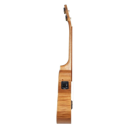 Tiki 2 Series Mahogany Flame Top Tenor Electric Ukulele with Gig Bag Natural Satin TFMT-2P-NST — view 3