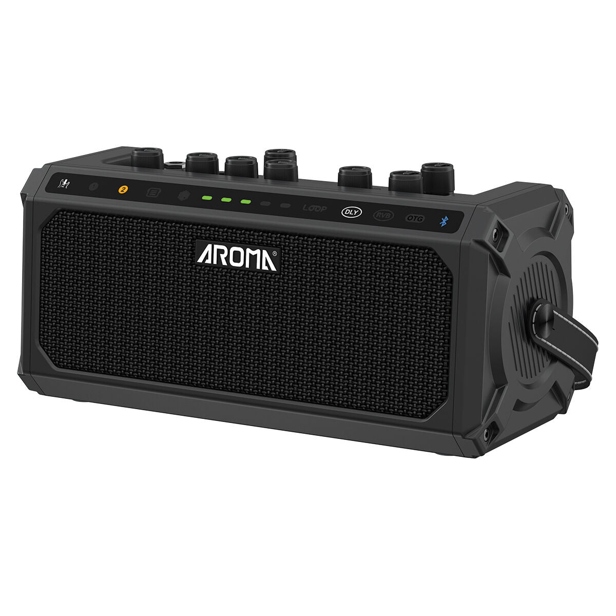 Aroma 10W Electric Guitar Amplifier with Drum Machine, Dual Footswitch, Bluetooth, Reverb, Delay, Loop Function, 30 Beats, Rechargeable Battery