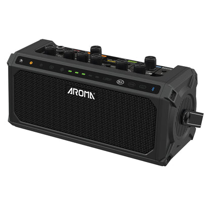 Aroma 10W Electric Guitar Amplifier with Drum Machine, Dual Footswitch, Bluetooth, Reverb, Delay, Loop Function, 30 Beats, Rechargeable Battery — view 3