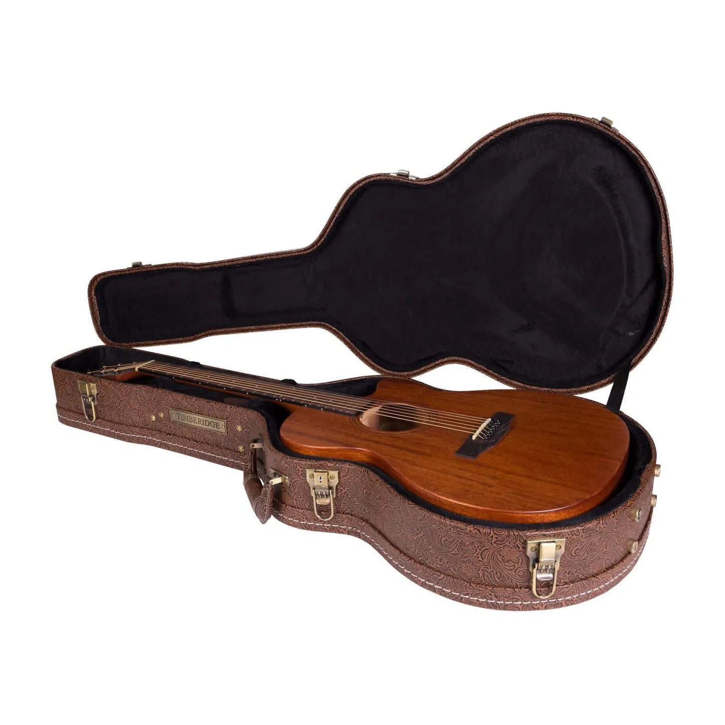 Timberidge Deluxe Small Body Acoustic Guitar Hard Case - Paisley Brown — view 3