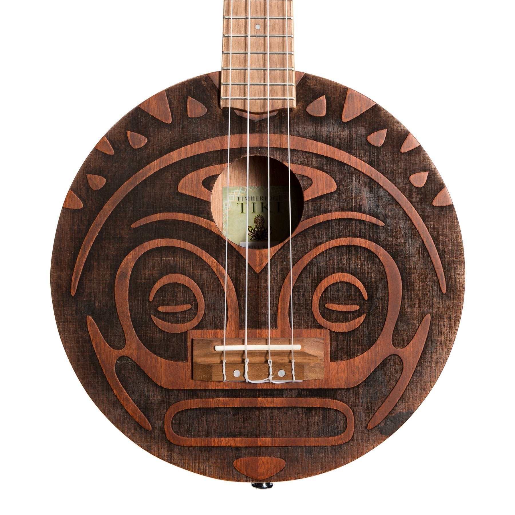Timberidge Tiki Man Concert Ukulele with Pickup and Soft Case - Natural Satin — view 4