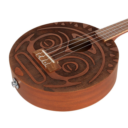 Timberidge Tiki Man Concert Ukulele with Pickup and Soft Case - Natural Satin — view 6