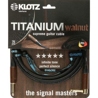 Klotz 6m TITANIUM Walnut Supreme Guitar Cable S/A & Walnut Sleeves TIW0600PR