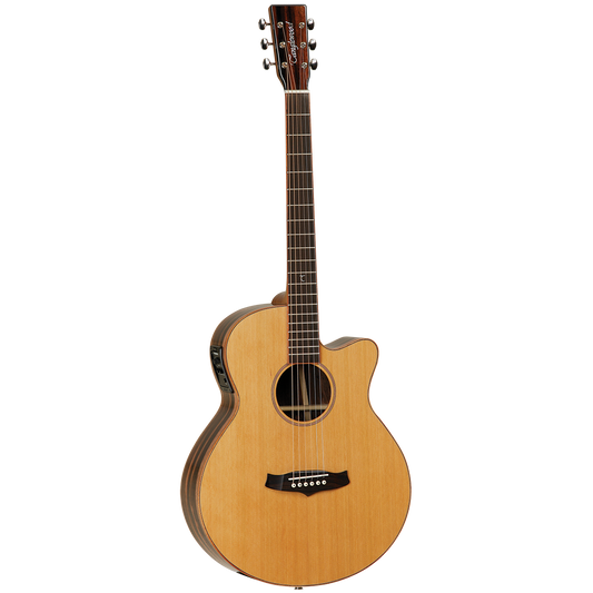 Tanglewood Java Superfolk Cutaway Electric Guitar TJ4-CE, Solid Cedar Top, Amara Ebony Back, Fishman Presys EQ, Natural Gloss Finish