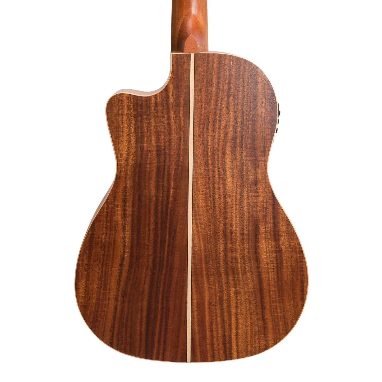 Tiki '9 Series' Koa Solid Top Electric Cutaway Baritone Ukulele with Hard Case Natural Satin — view 5