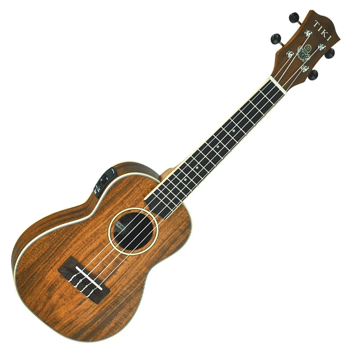 Tiki 9 Series Koa Solid Top Electric Concert Ukulele with Hard Case Natural Satin — view 3