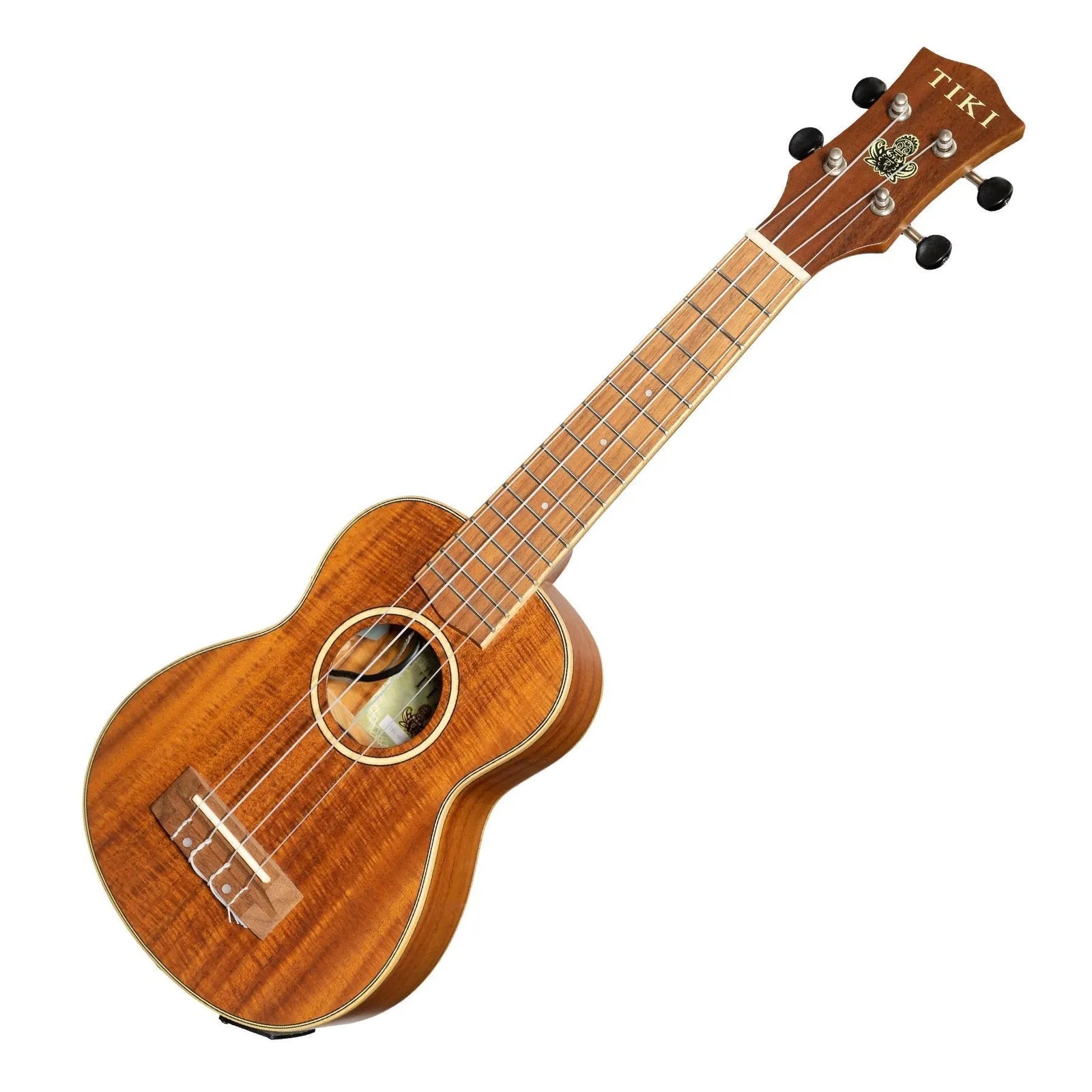 Tiki Koa Solid Top Electric Soprano Ukulele TKS-9P-NST with Hard Case Natural Satin — view 3