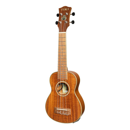 Tiki Koa Solid Top Electric Soprano Ukulele TKS-9P-NST with Hard Case Natural Satin