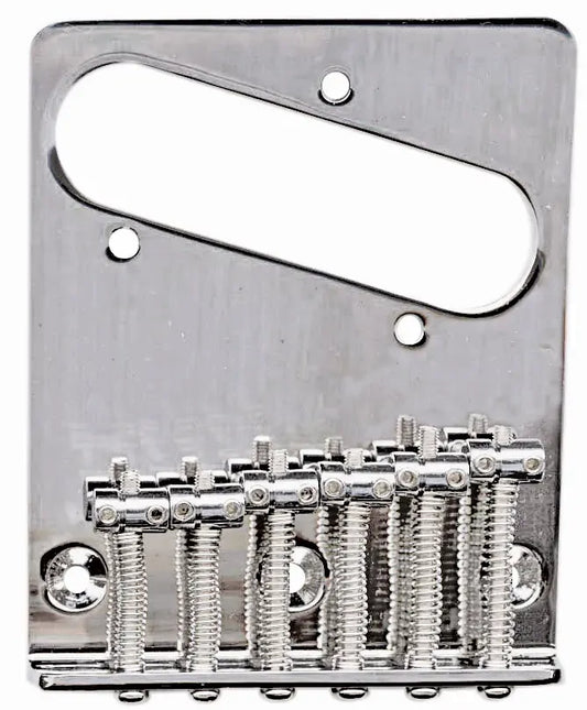 Eagle Bridge Tailpiece Tele Style Chrome with 6 Round Barrel Saddles