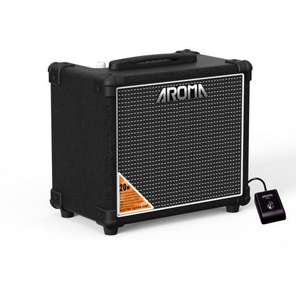 Aroma 20W Black Electric Guitar Amplifier with Footswitch and Drum Machine TM-20S