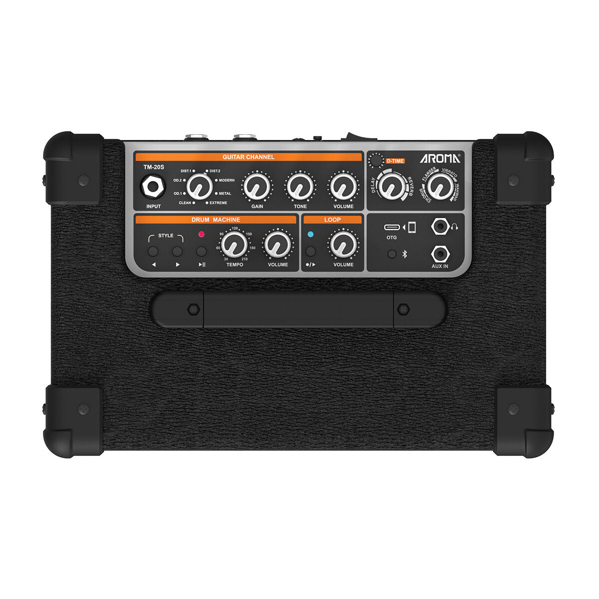 Aroma 20W Black Electric Guitar Amplifier with Footswitch and Drum Machine TM-20S — view 2