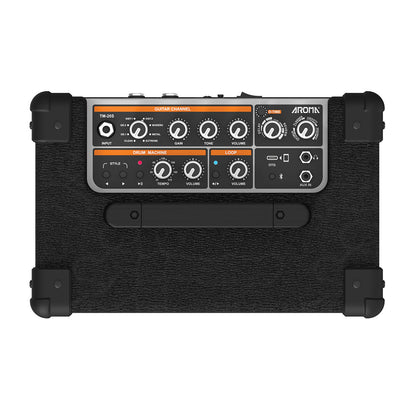 Aroma 20W Black Electric Guitar Amplifier with Footswitch and Drum Machine TM-20S — view 2