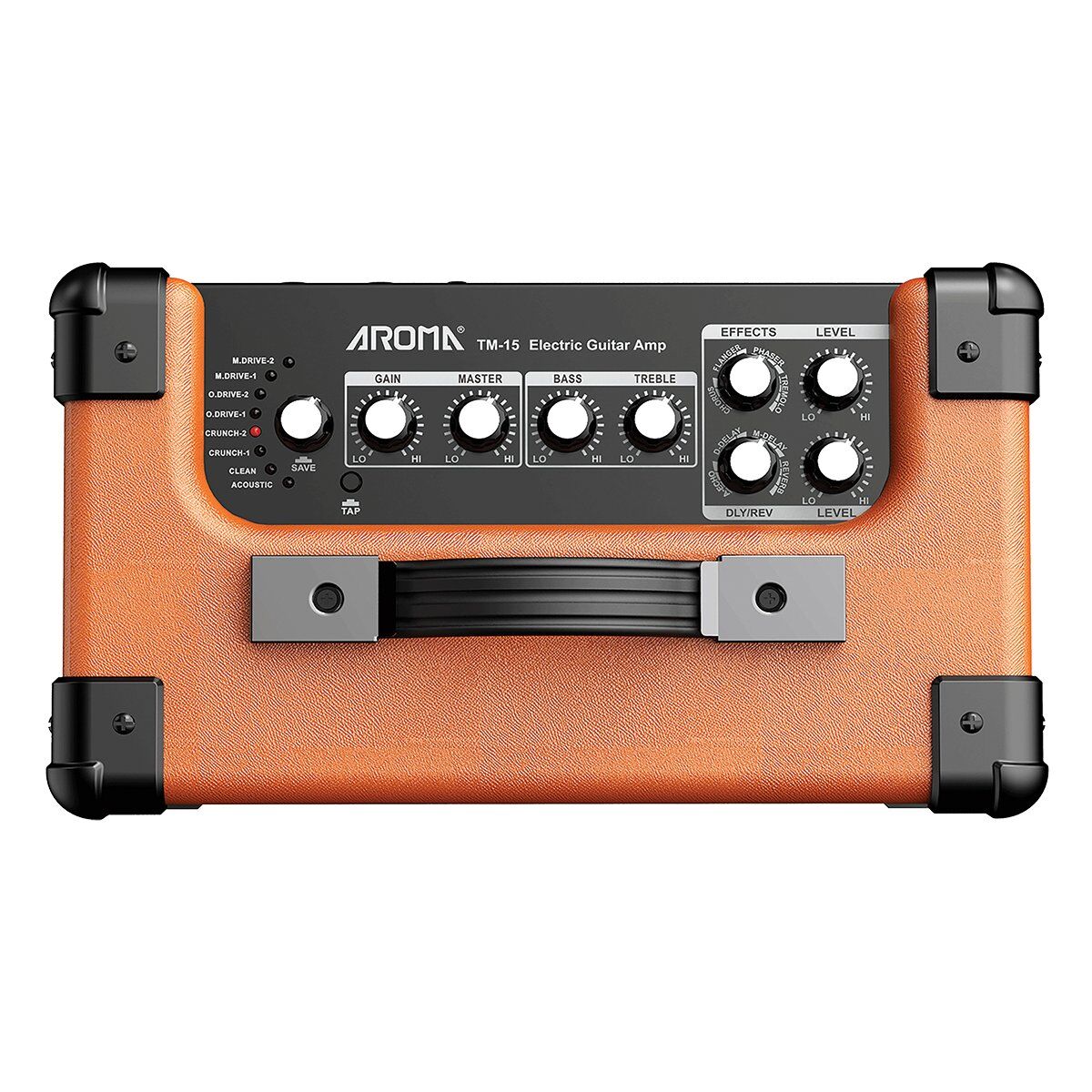 Aroma TM15OR 15W Rechargeable Orange Electric Guitar Amplifier with Bluetooth — view 2