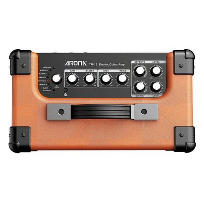Aroma TM15OR 15W Rechargeable Orange Electric Guitar Amplifier with Bluetooth — view 2