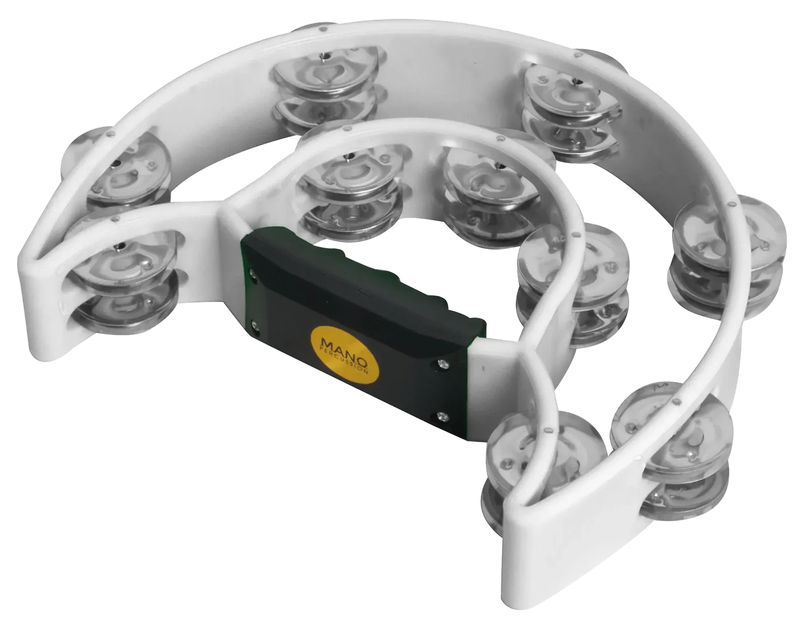 Mano Percussion DBL 1/2 Moon Tambourine 10 Prs Nkl Dbl Row White TMP13W