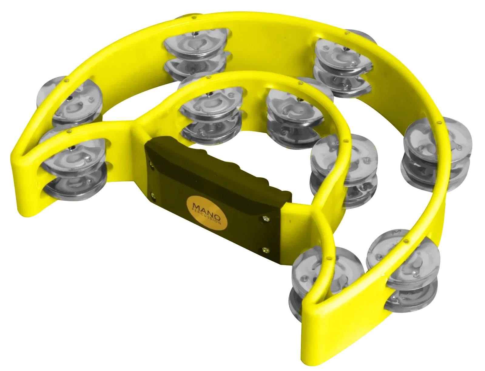Mano Percussion DBL 1/2 Moon Tambourine 10 Prs Nkl Dbl Row Yellow TMP13Y