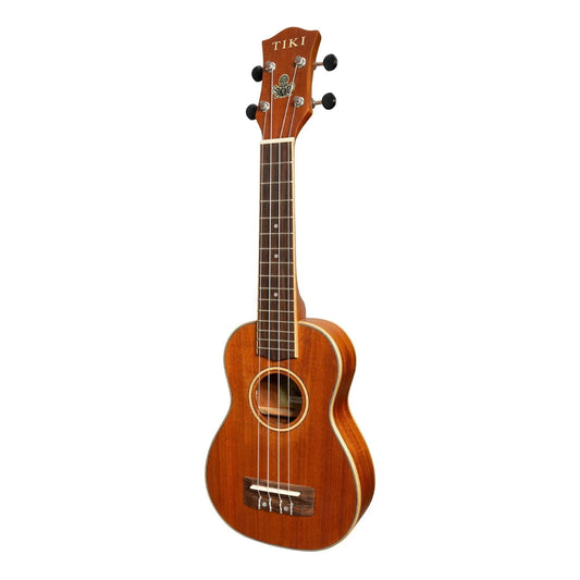 Tiki '5 Series' Mahogany Solid Top Soprano Ukulele with Deluxe Hard Case Natural Satin TMS-5-NST