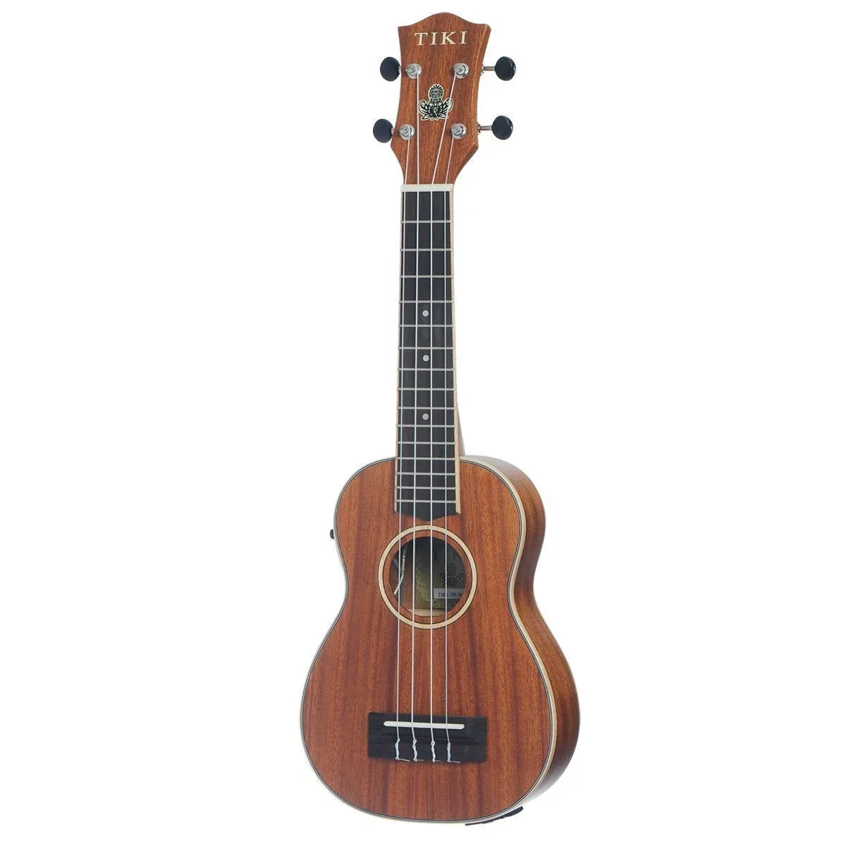 Tiki 5 Series Mahogany Solid Top Electric Soprano Ukulele with Hard Case Natural Satin