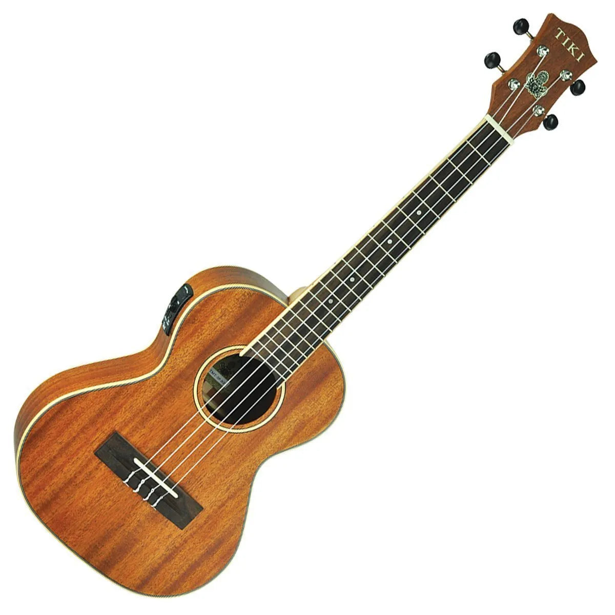 Tiki '5 Series' Mahogany Solid Top Electric Tenor Ukulele with Hard Case TMT-5P-NST Natural Satin — view 3
