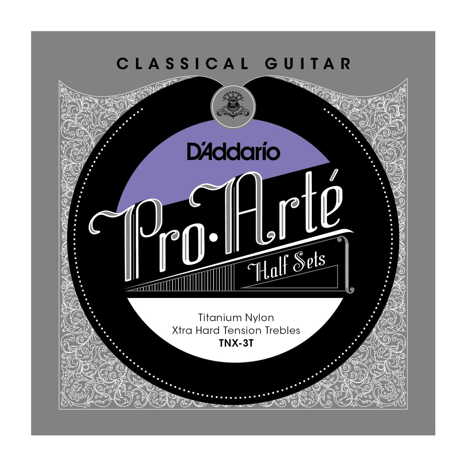 D'Addario TNX-3T Pro-Arte Titanium Nylon Classical Guitar Half Set, Extra Hard Tension