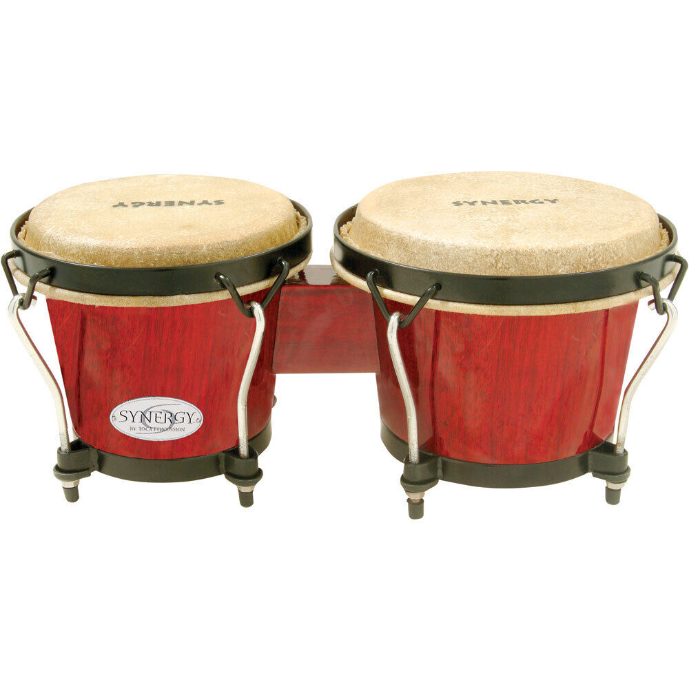 Toca 6 & 7" Synergy Series Wooden Bongos with Natural Rawhide Heads in Rio Red Finish