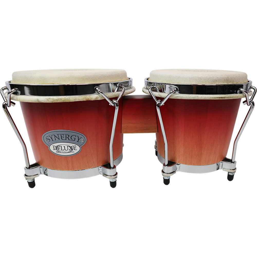 Toca 6 & 6-3/4" Synergy Deluxe Wooden Bongos Wine Fade, Two-ply Asian Oak Shells, Tucked Fiberskyn Heads, Chrome Hardware