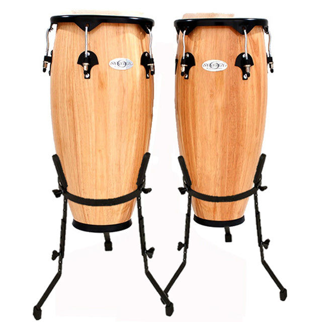 Toca 10 & 11" Synergy Series Natural Wooden Conga Set with Conga Stands