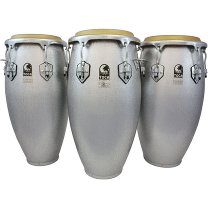 Toca Custom Deluxe 11" Fiberglass Quinto Conga Drum Silver Sparkle Finish — view 2
