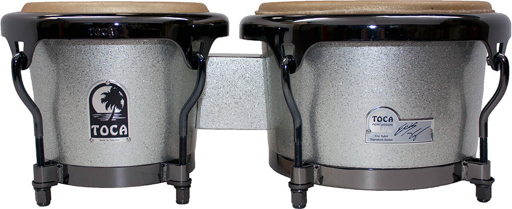 Toca Eric Velez Signature Series 7" & 9" Wooden Bongos in Gun Metal Glitter