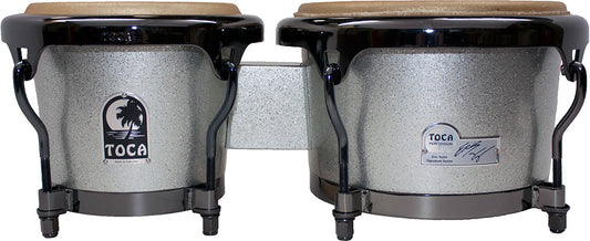 Toca Eric Velez Signature Series 7" & 9" Wooden Bongos in Gun Metal Glitter