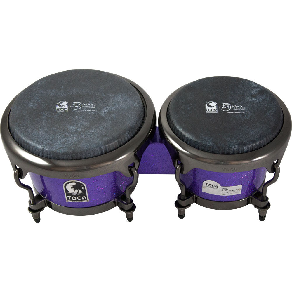 Toca Jimmie Morales Signature 7 & 8-1/2" Purple Sparkle Fiberglass Bongos — view 3