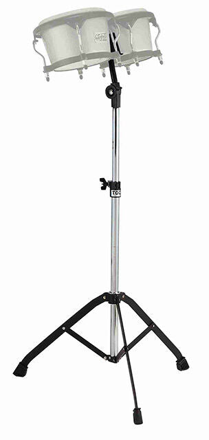 Toca Players Series Bongo Stand with Chrome Finish, Hinged Height Adjustment, C-Clamp Mount