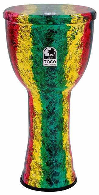 Toca Lightweights Series 12" Hand Drum in Rasta with Adjustable Strap and Drawstring Bag