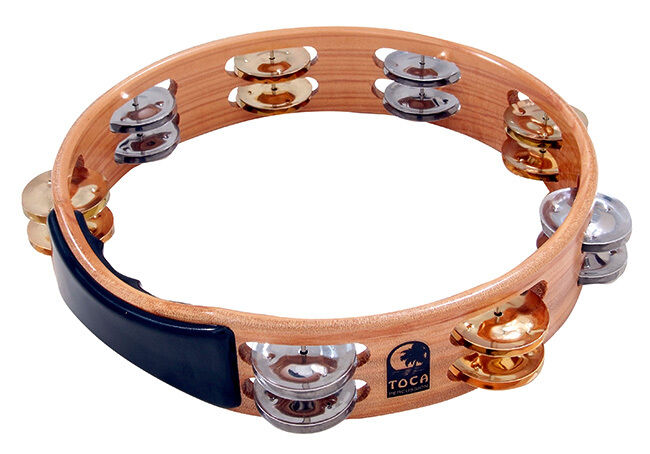 Toca Acacia Hardwood 10" Tambourine with Brass and Nickel Jingles