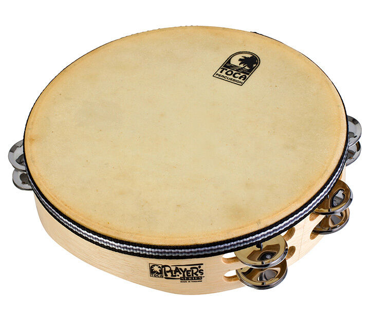 Toca Players Series Wooden 10" Tambourine with Head and Nickel Plated Jingles