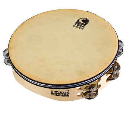 Toca Players Series Wooden 10" Tambourine with Head and Nickel Plated Jingles