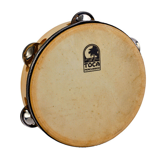 Toca Players Series Wooden 7.5" Tambourine with Head and Nickel Plated Jingles