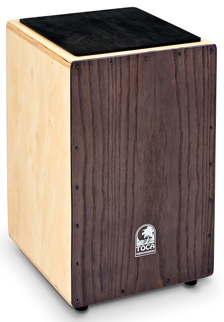 Toca Wooden Cajon with Ash Front Plate, Siam Oak Body, 20.5" H x 12.5" W x 13" D, Fixed Internal Snares, Padded Seat