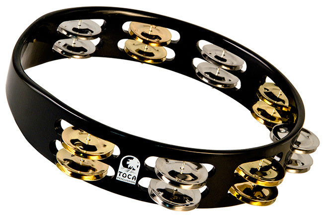 Toca Colorsound 10" Black Acacia Hardwood Tambourine with Brass & Nickel Jingles