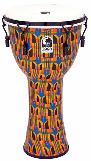 Toca Freestyle 2 Mech Tuned Djembe 12" Kente Cloth Print with Synthetic Heads