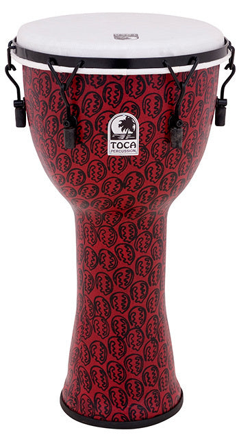 Toca Freestyle 2 Series 12" Mech Tuned Djembe in Red Mask - Weather Resistant, Lightweight, Non-Slip Rubber Bottom