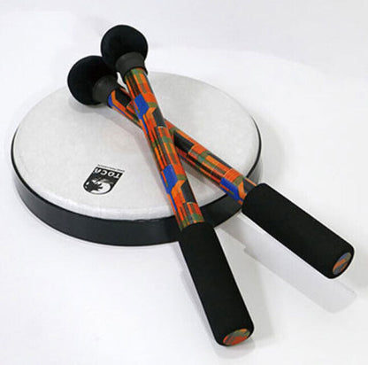 Toca Freestyle 2 Nesting Tom Toms in Kente Cloth - Set of 3, 12", 14", 16" with Removable Heads and Matching Mallets — view 2