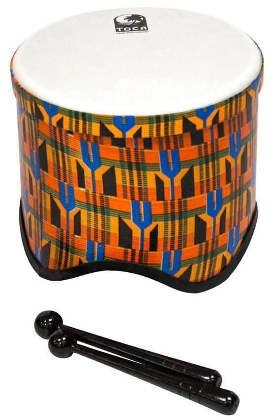 Toca Freestyle 2 Series 10" Tom Tom Drum - Kente Design, 8" Tall PVC Shells, Synthetic Heads, Rubber Non-Slip Bottoms, Includes Mallets