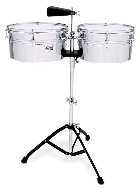 Toca Players Series 13" & 14" Timbale Set with Chrome Shells and Double Braced Stand